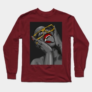 Gold N' Red Lipstick Long Sleeve T-Shirt